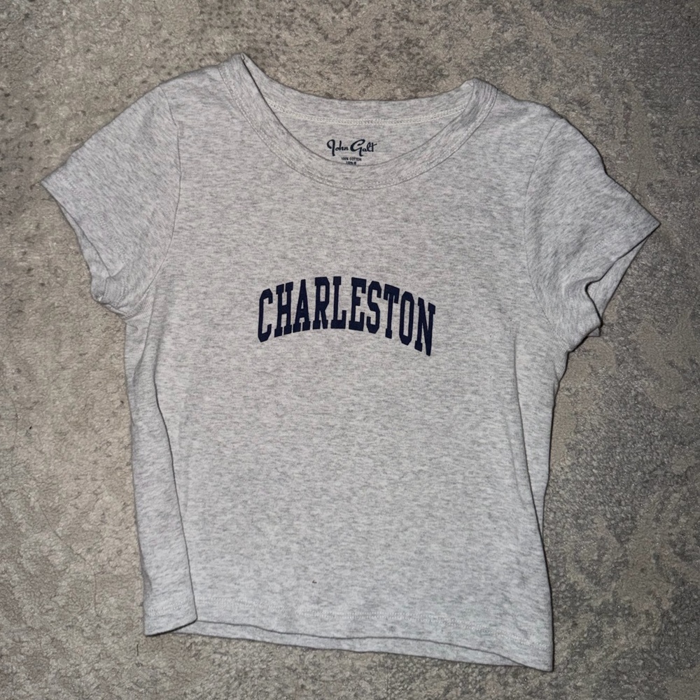 Brandy Melville Light Gray Charleston Baby Tee